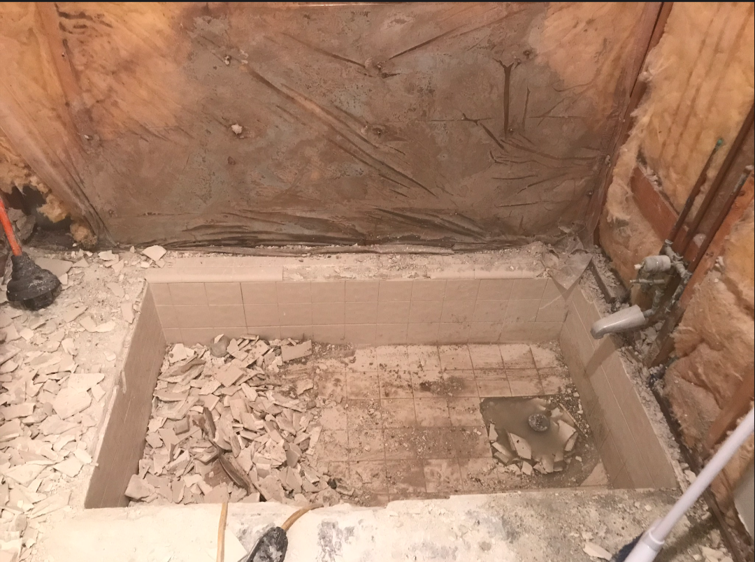 Old shower demolished and prepped for rebuild